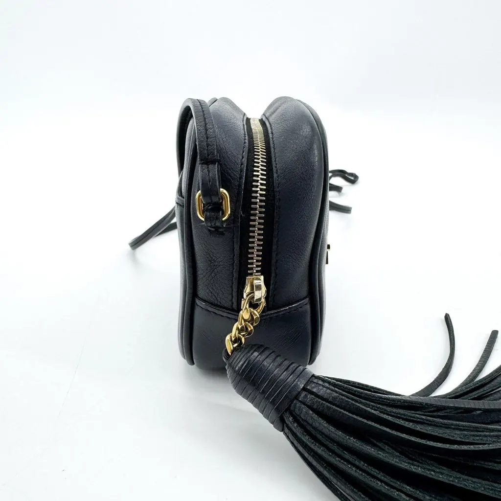 Saint Laurent Baby Lou Mini Camera Bag Smooth Leather Black Gold Black Leather Good - Model View