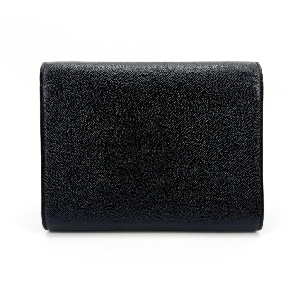 Saint Laurent Monogram Grain de Poudre Envelope Card Wallet Black Gold Black Leather Very good - Inside View