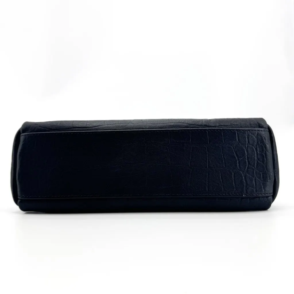 Saint Laurent Baby Niki Crocodile-Embossed Shoulder Bag Black Silver Black Leather Good - Box View