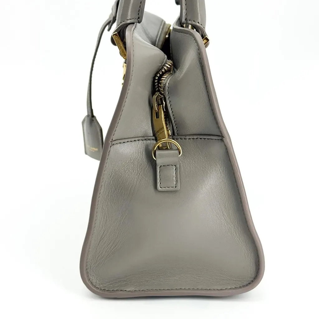 Saint Laurent Baby Monogram Cabas Bag Grey Gold Gold Leather Good - Model View