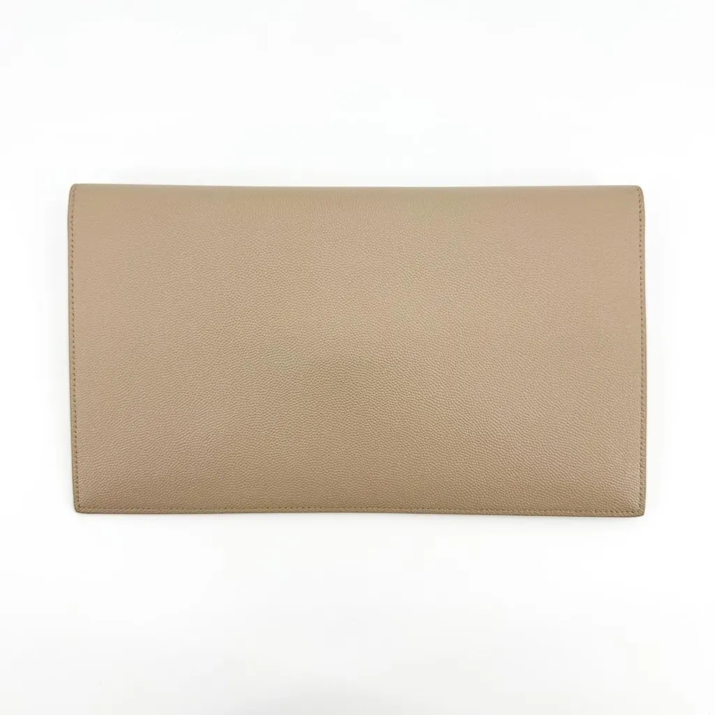Saint Laurent Uptown Pouch in Grain de Poudre Embossed Leather Beige Gold Beige Leather Very good - Inside View