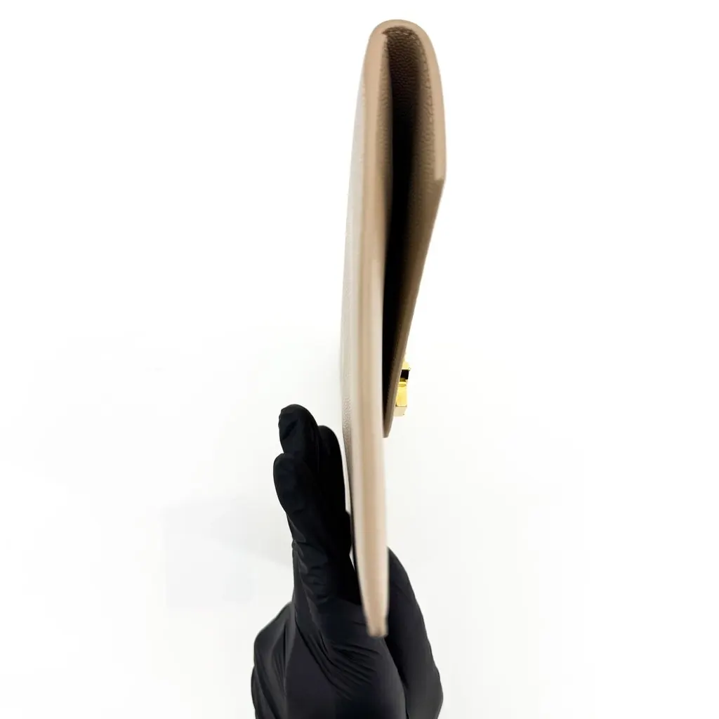 Saint Laurent Uptown Pouch in Grain de Poudre Embossed Leather Beige Gold Beige Leather Very good - Box View