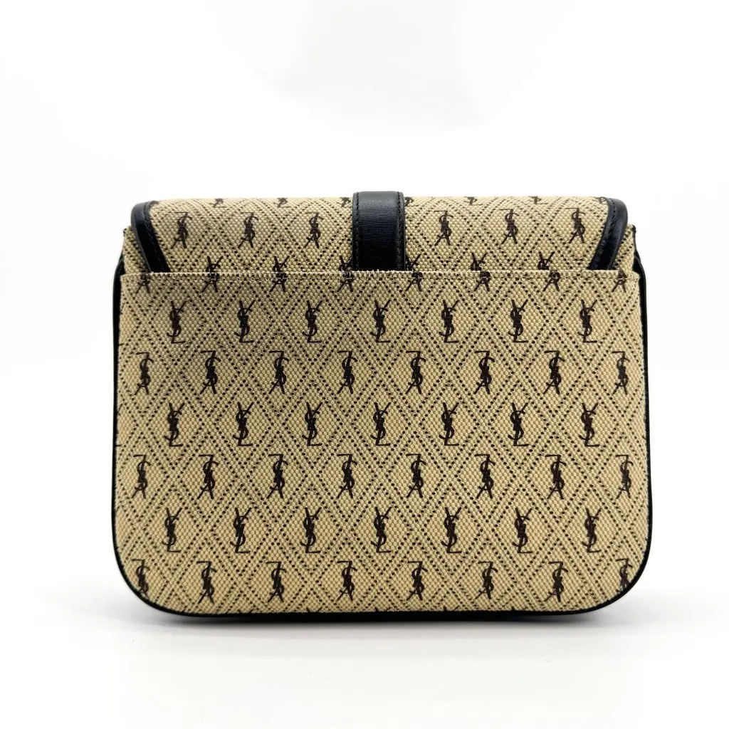 Saint Laurent Le Monogramme Canvas Shoulder Bag Black Beige Beige Canvas Very good - Back View