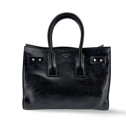 Saint Laurent Classic Small Sac De Jour Bag in Crinkled Vintage Leather Black