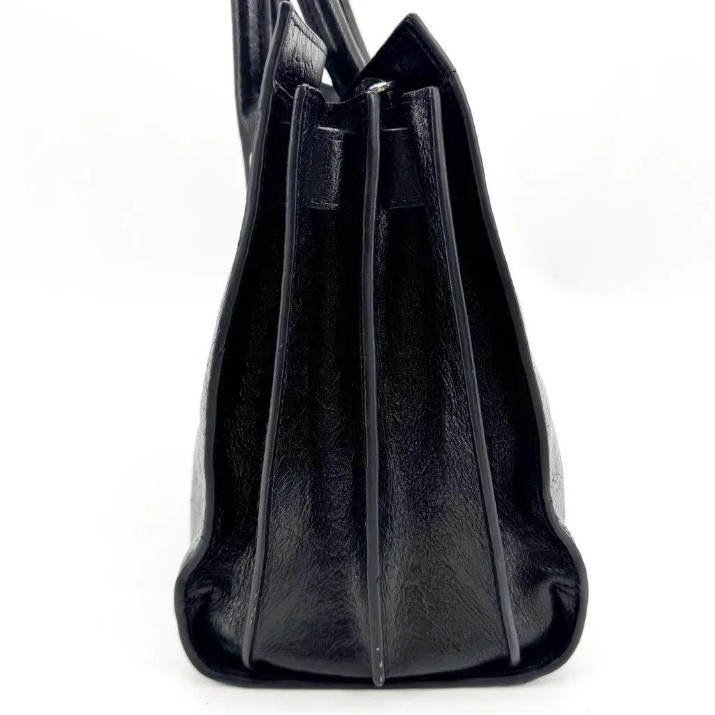 Saint Laurent Classic Small Sac De Jour Bag in Crinkled Vintage Leather Black Black Leather Good - Model View