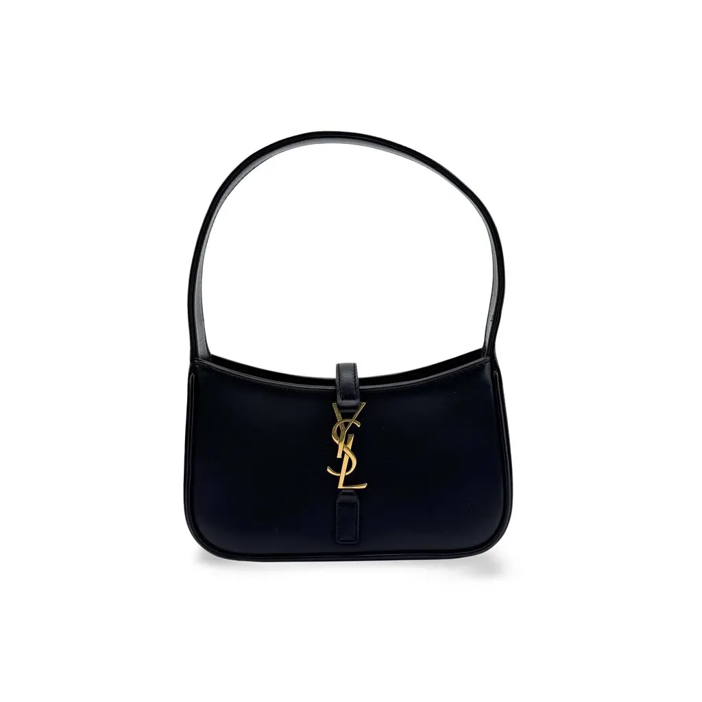 Saint Laurent Le 5 A 7 Mini Hobo Bag Black Black Leather Good - Front View