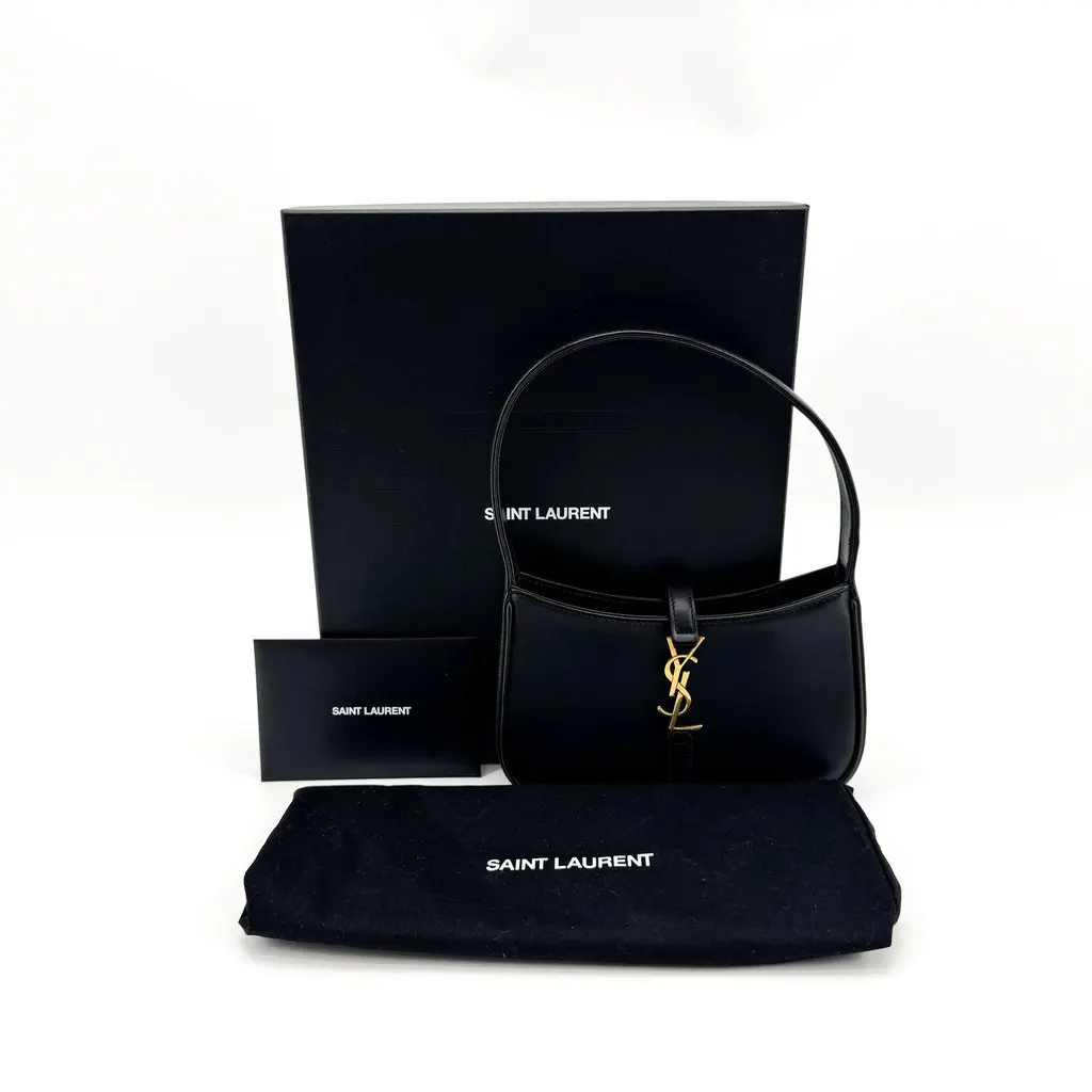Saint Laurent Le 5 A 7 Mini Hobo Bag Black Black Leather Good - Back View