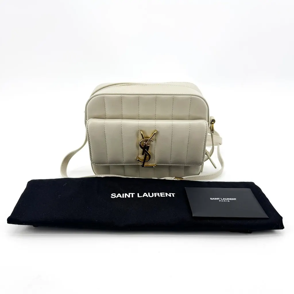 Saint Laurent Vicky Toy Camera Bag Grey Gold MultiColor Leather Fair - Back View