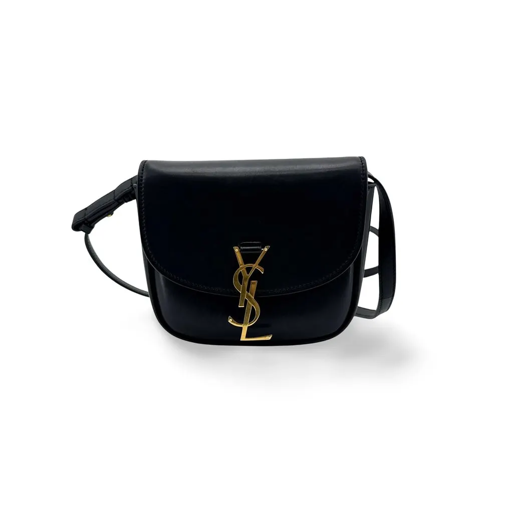 Saint Laurent Kaia Small Satchel Bag Black Gold Black Leather Good - Front View