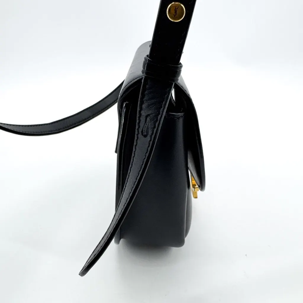 Saint Laurent Kaia Small Satchel Bag Black Gold Black Leather Good - Model View
