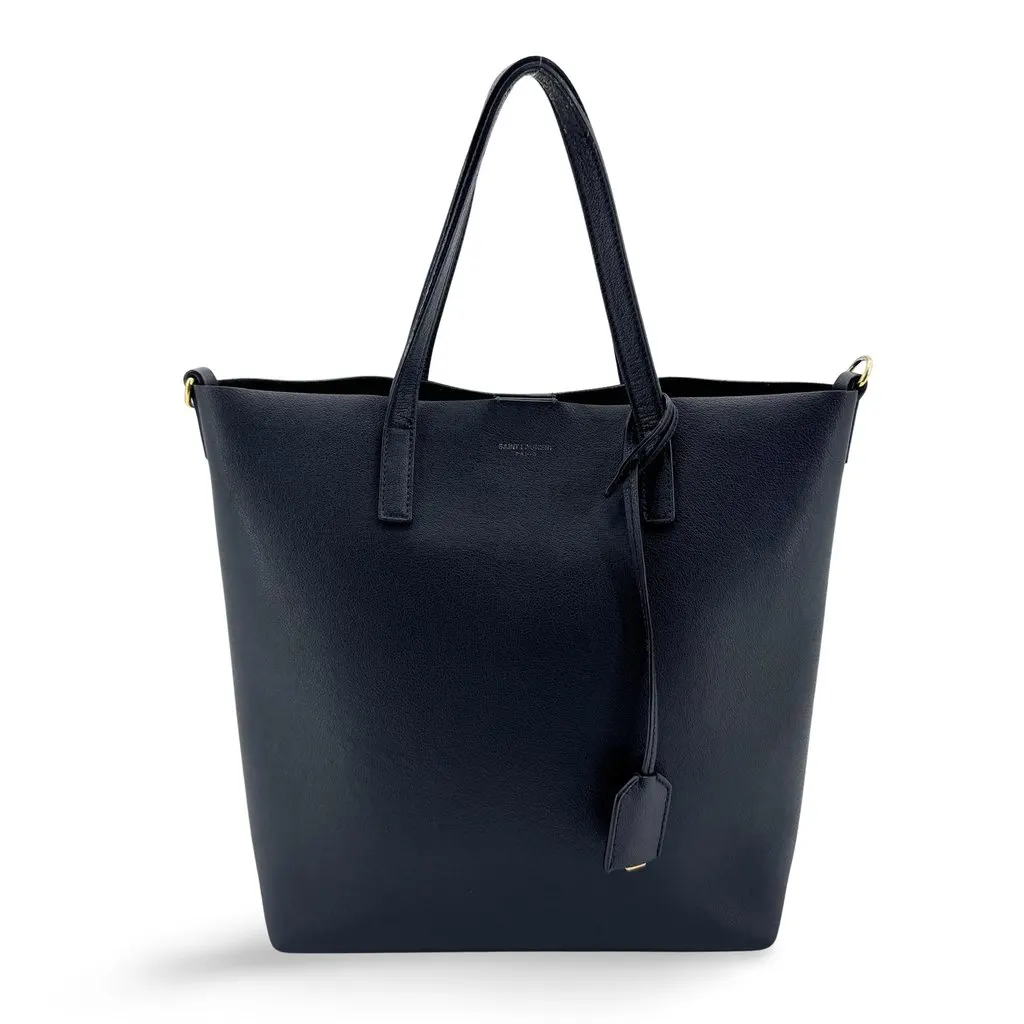 Saint Laurent Toy Shopping Toy Tote Bag Navy Navy Leather Good - Front View