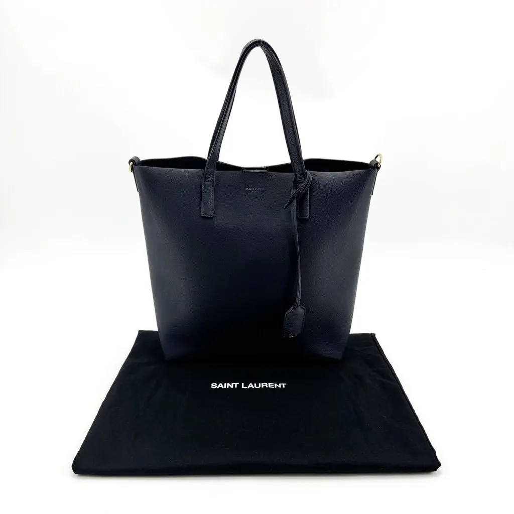 Saint Laurent Toy Shopping Toy Tote Bag Navy Navy Leather Good - Back View