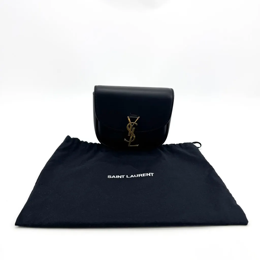 Saint Laurent Kaia Mini Crossbody Bag Black Gold Hardware Black Leather Very good - Back View