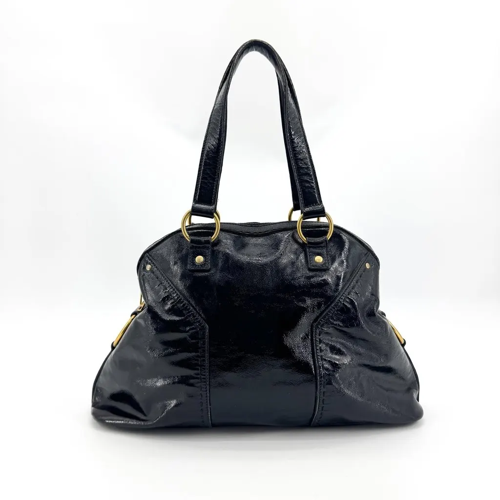 Saint Laurent Large Muse Bag Black Patent Leather Black Leather Good - Back View