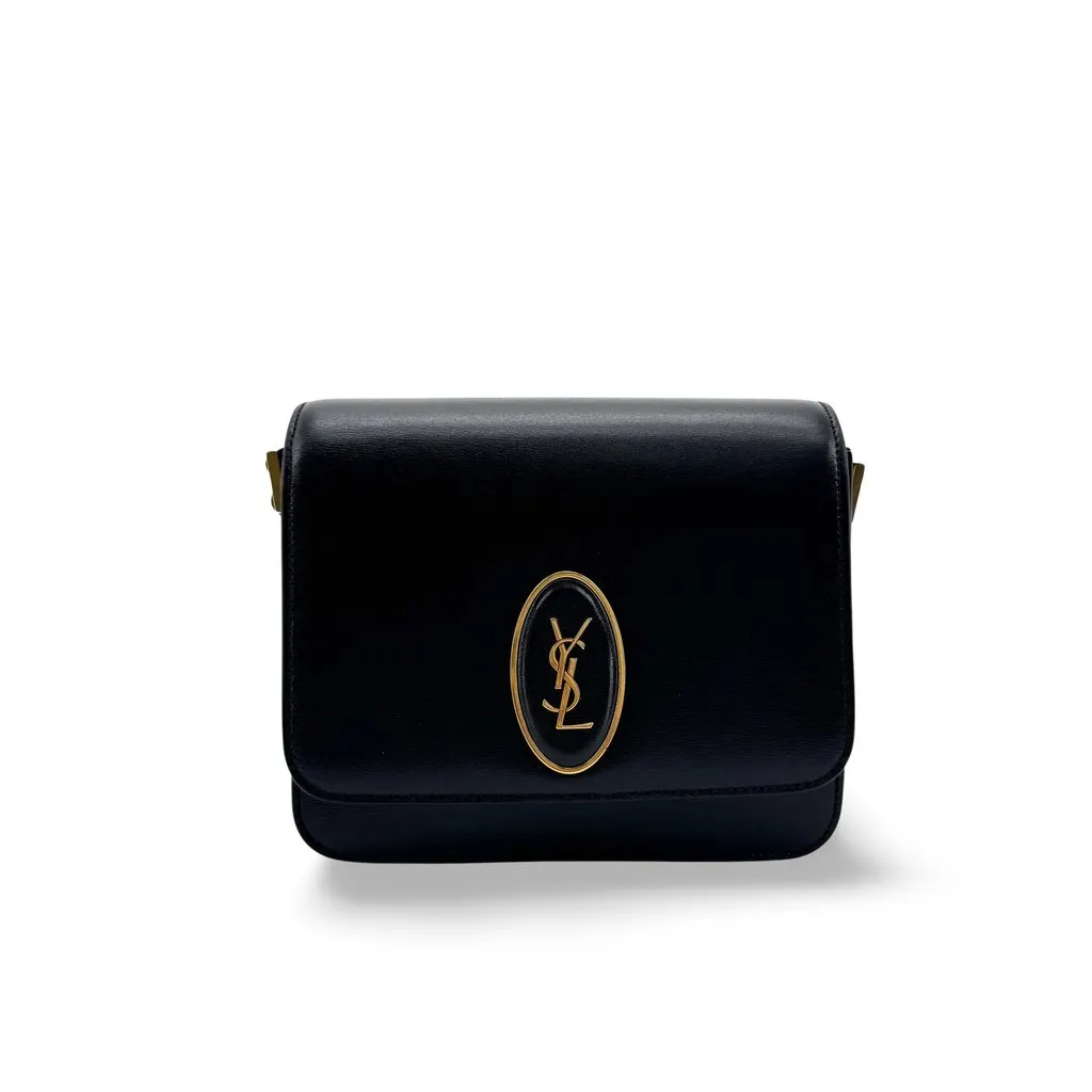 Saint Laurent June Box Shoulder Bag Black Black Leather Very good - Front View
