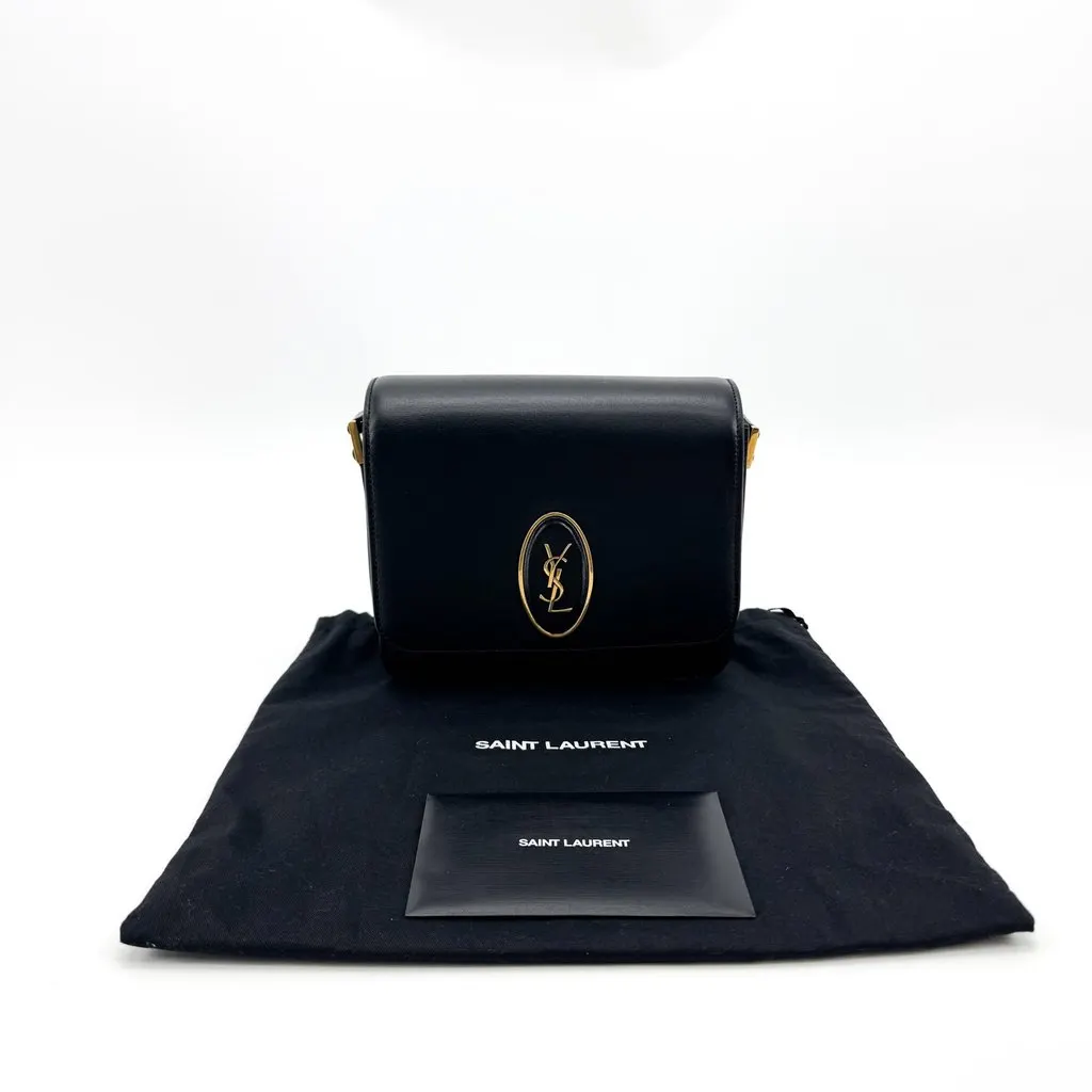 Saint Laurent June Box Shoulder Bag Black Black Leather Very good - Back View