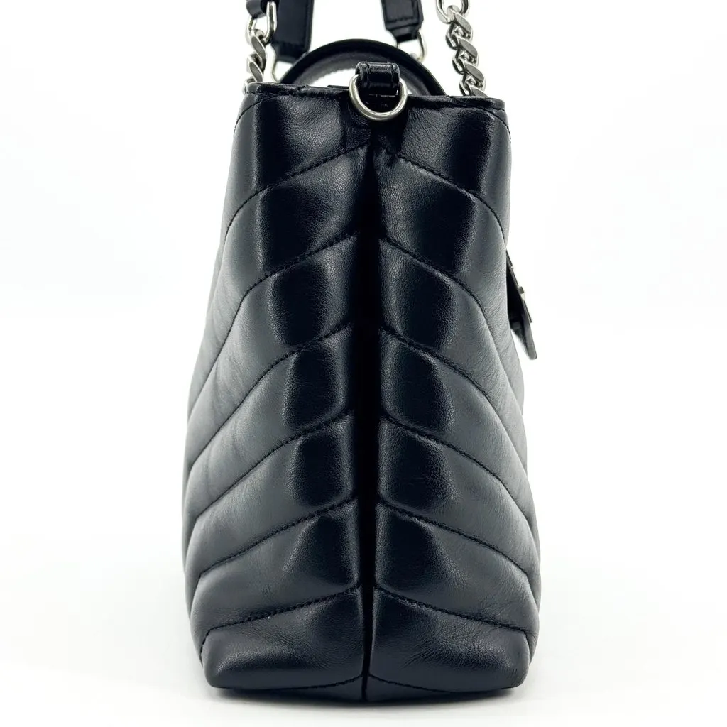 Saint Laurent LouLou Small Chain Shoulder Bag Black Silver Hardware Black Leather Good - Box View