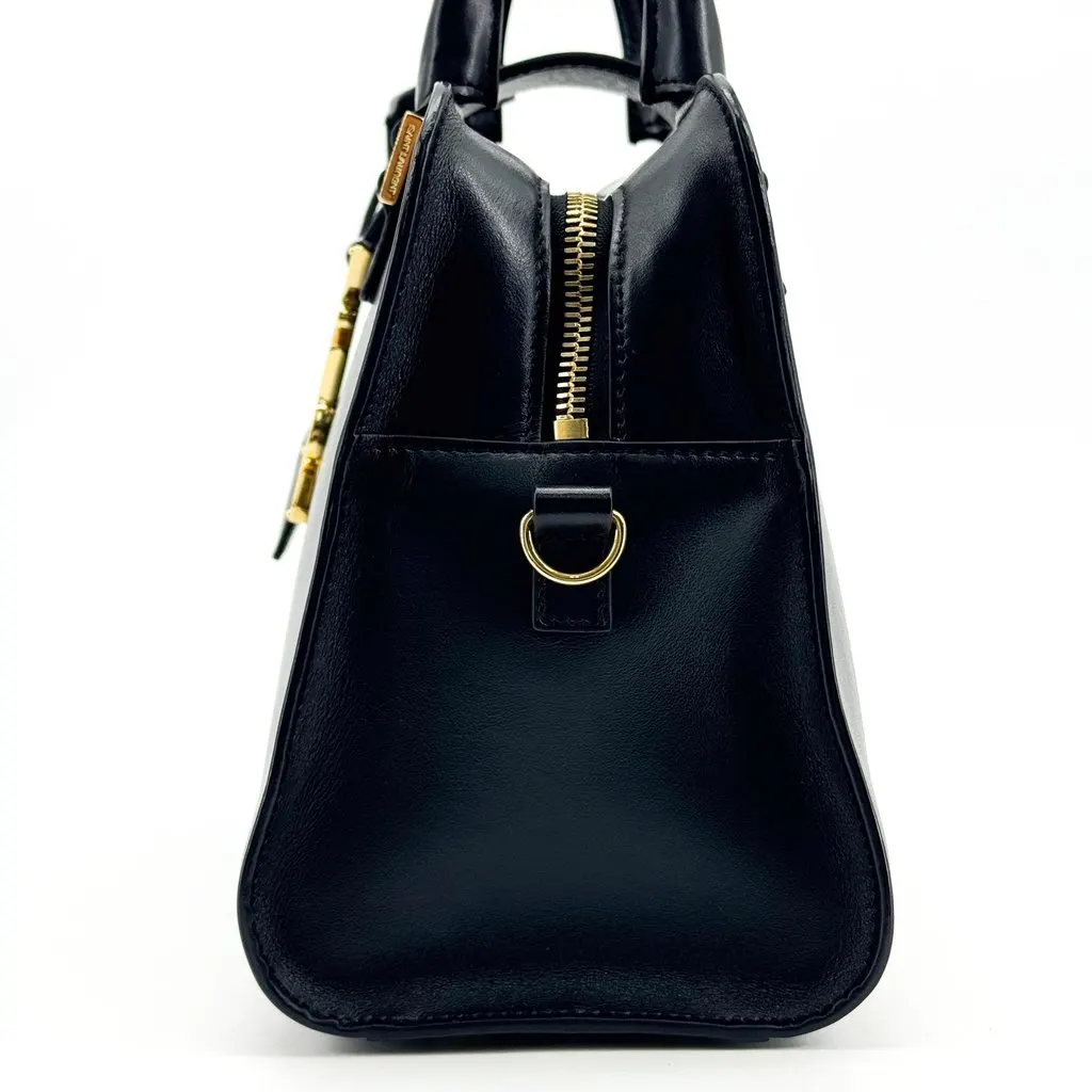 Saint Laurent Monogram Cabas Small Tote Bag Black Gold Hardware Black Leather Good - Model View