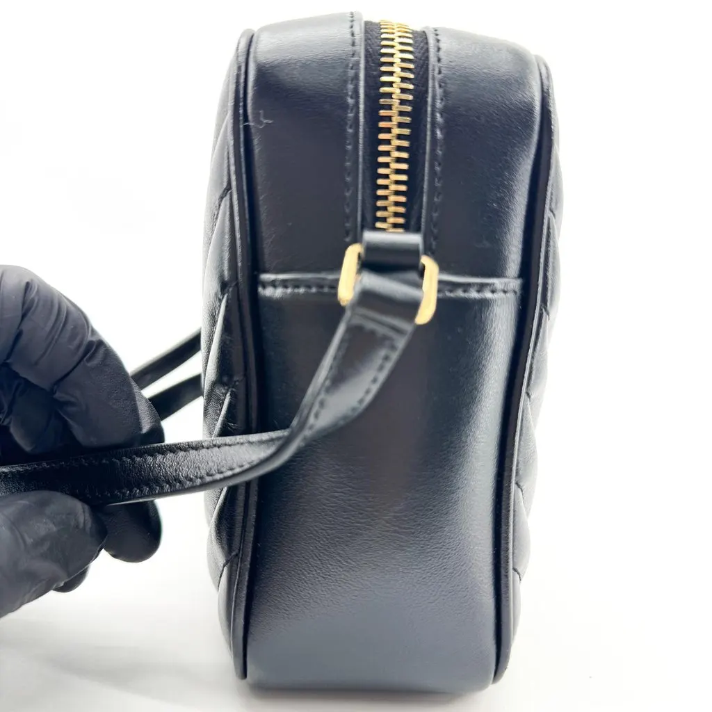 Saint Laurent Lou Camera Bag in Quilted Leather Black Gold Black Leather Good - Inside View