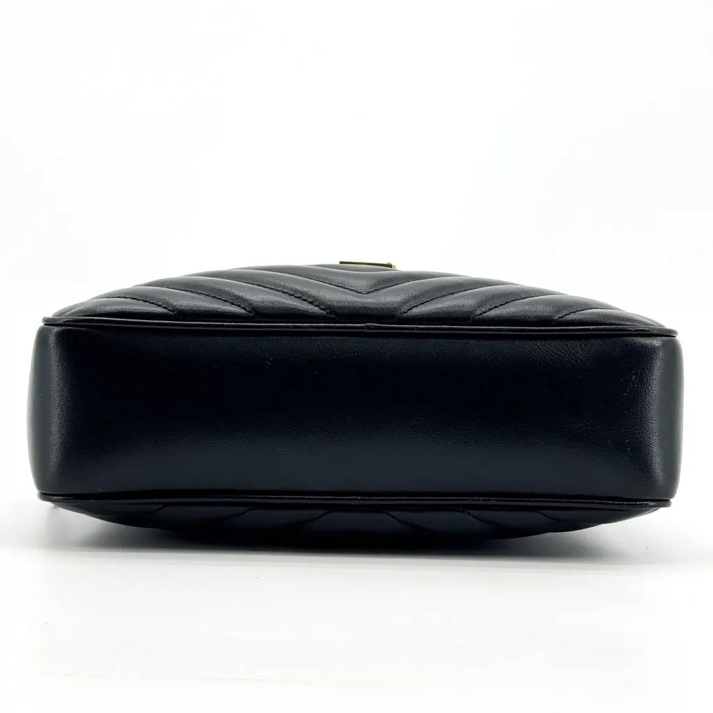Saint Laurent Lou Camera Bag in Quilted Leather Black Gold Black Leather Good - Box View