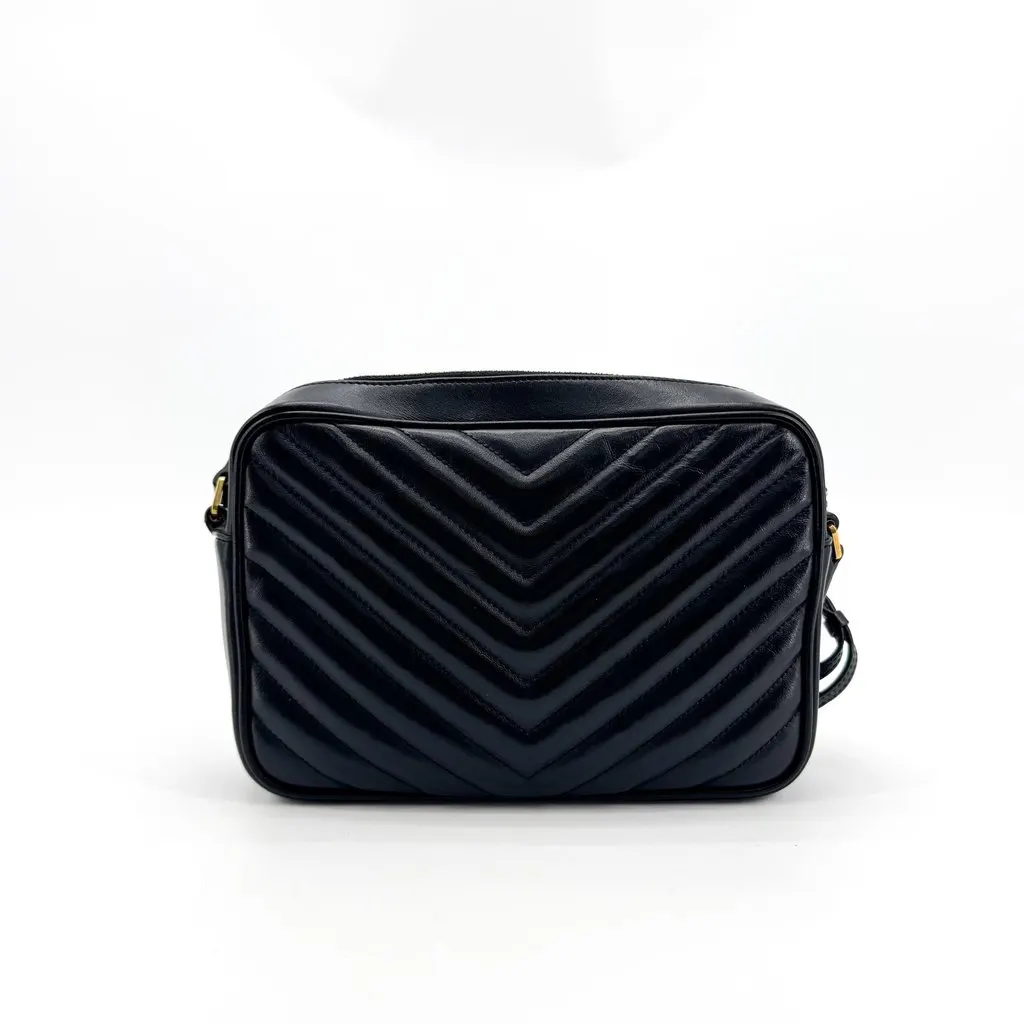 Saint Laurent Lou Camera Bag in Quilted Leather Black Black Leather Good - Back View