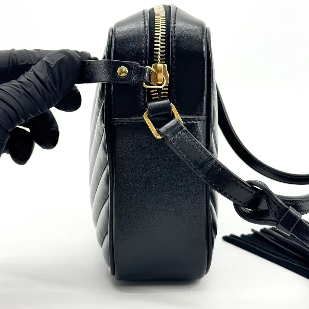 Saint Laurent Lou Camera Bag in Quilted Leather Black Black Leather Good - Model View