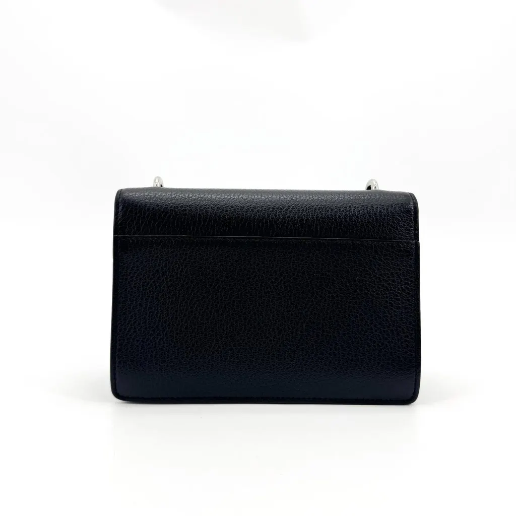 Saint Laurent Mini Sunset Shoulder Bag Black Silver Hardware Black Leather Good - Inside View
