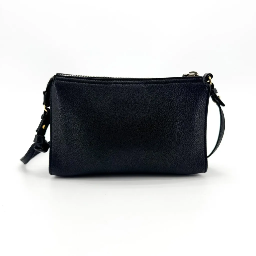 Saint Laurent YSL Charm Grained Leather Chain Shoulder Bag Black Gold Black Leather Good - Back View