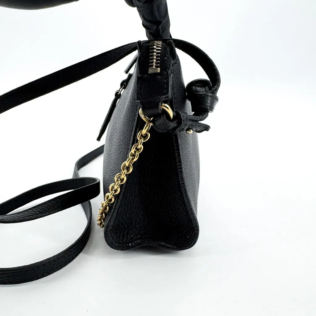 Saint Laurent YSL Charm Grained Leather Chain Shoulder Bag Black Gold Black Leather Good - Inside View