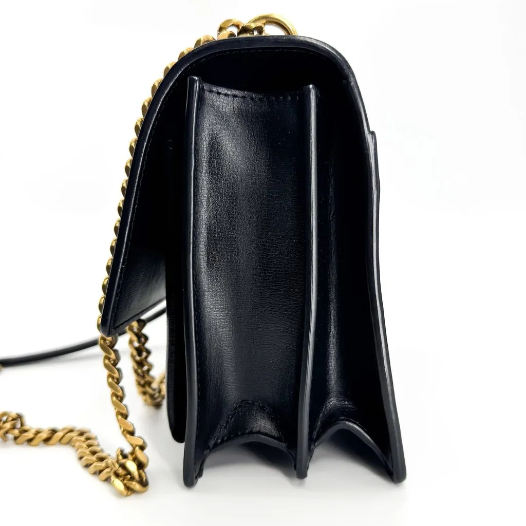 Saint Laurent Small Sunset Chain Shoulder Bag Black Gold Black Leather Very good - Model View