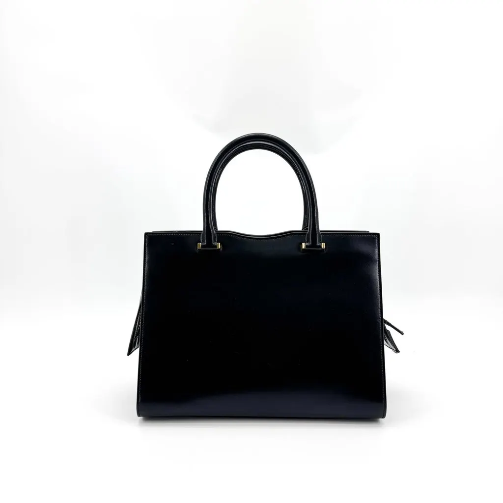 Saint Laurent Medium Uptown Tote Bag Black Black Leather Good - Inside View