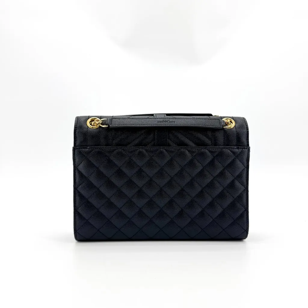 Saint Laurent Envelope Medium Shoulder Bag Black Gold Hardware Black Leather Very good - Inside View