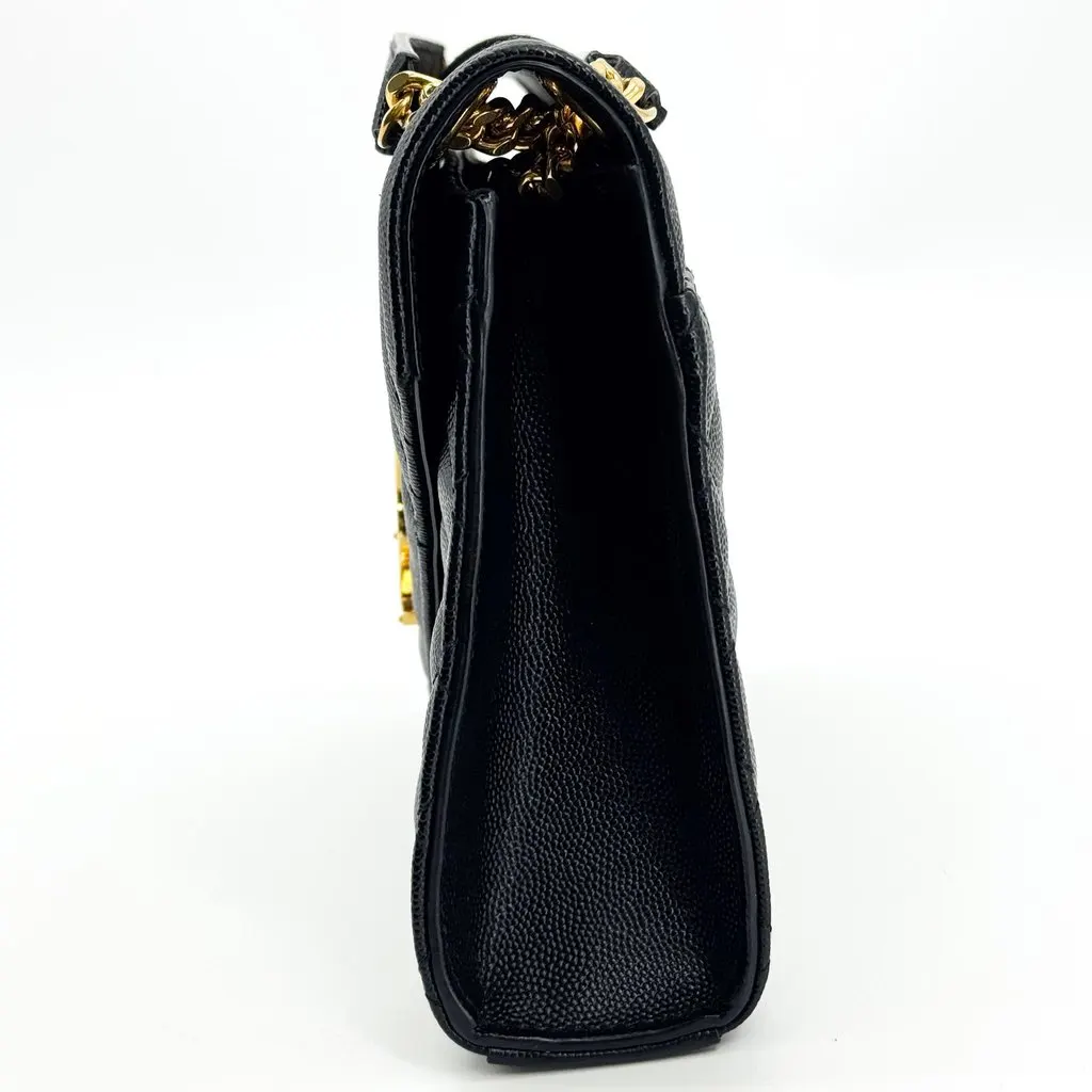 Saint Laurent Envelope Medium Shoulder Bag Black Gold Hardware Black Leather Very good - Model View