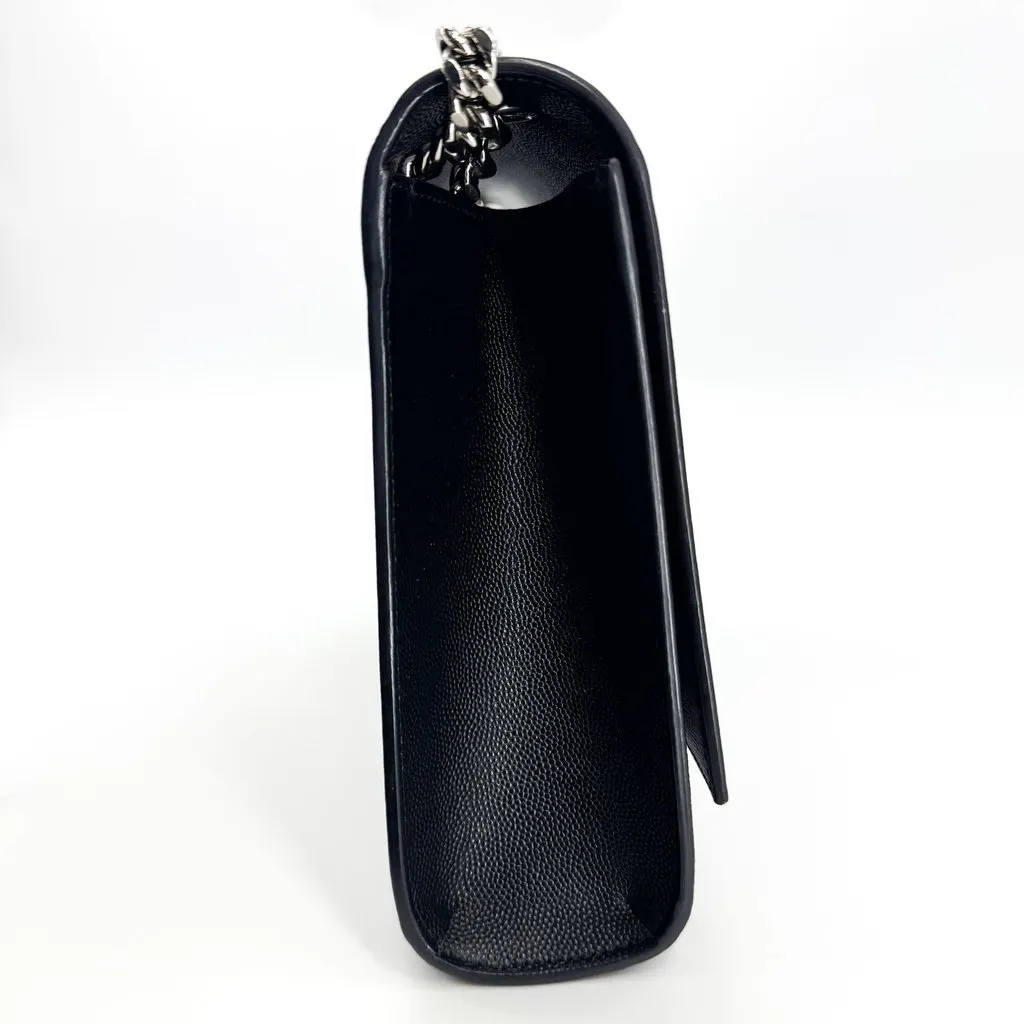 Saint Laurent Medium Sunset Shoulder Bag Black Silver Hardware Black Leather Good - Box View