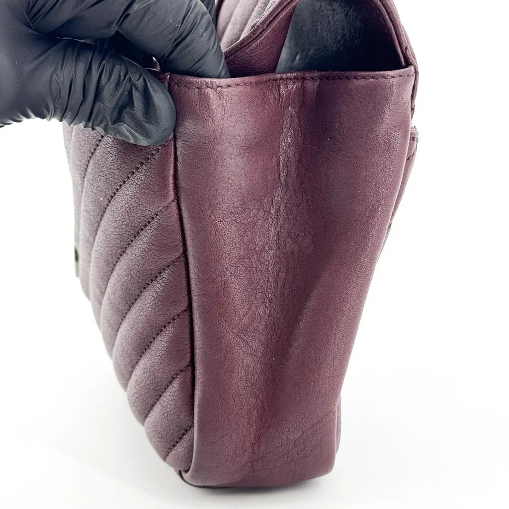 Saint Laurent College Small Top Handle Shoulder Bag Burgundy Burgundy Leather Good - Model View