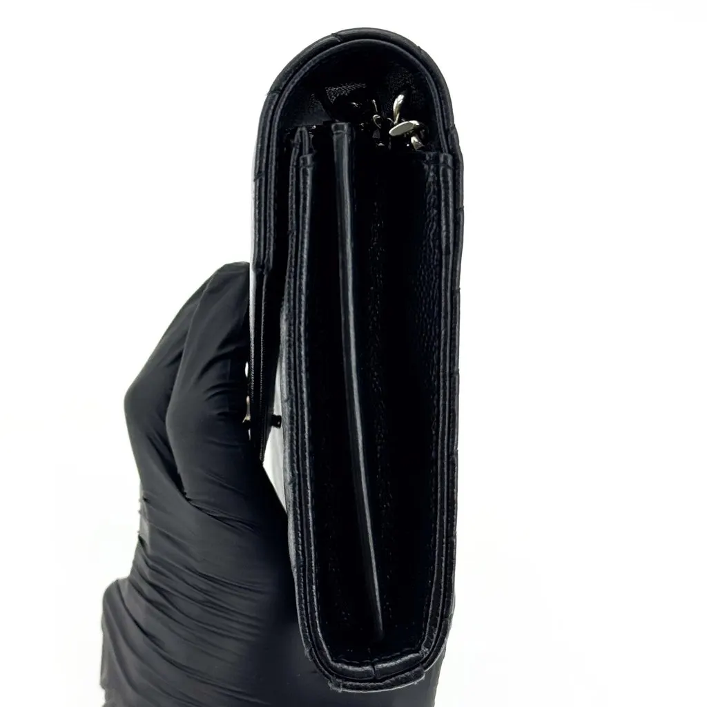 Saint Laurent Cassandre Envelope Chain Wallet Black Silver Hardware Black Leather Very good - Model View