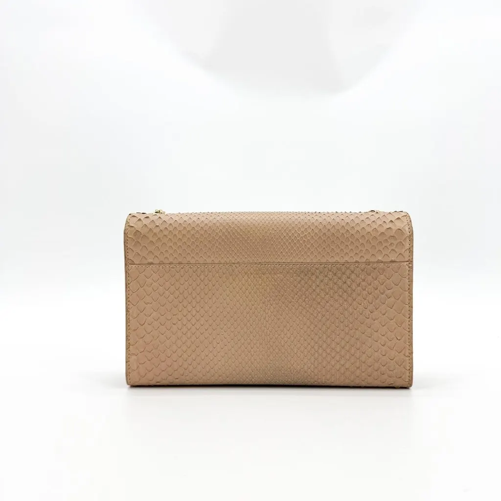 Saint Laurent Medium Kate Python Tassel Chain Shoulder Bag Beige Gold Hardware Beige Leather Good - Inside View