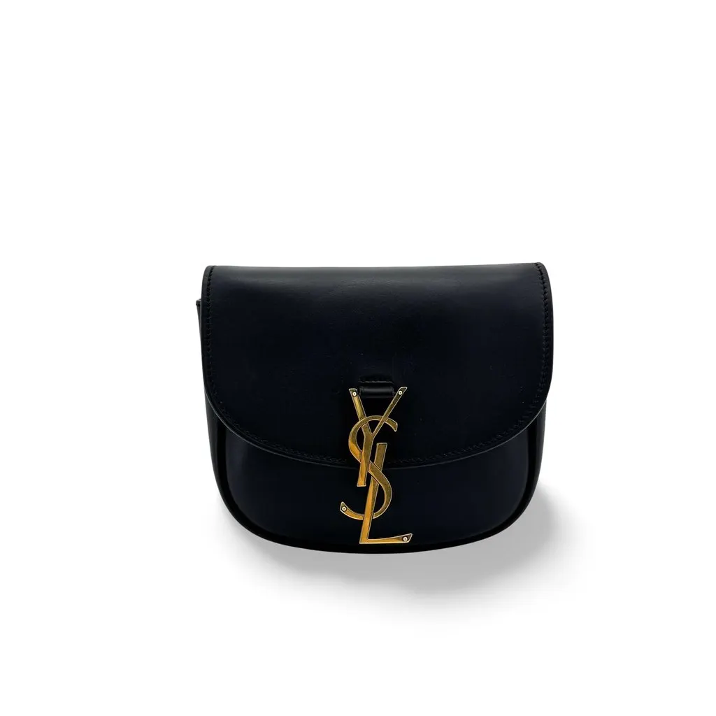 Saint Laurent Kaia Mini Leather Crossbody Bag Black Black Leather Good - Front View