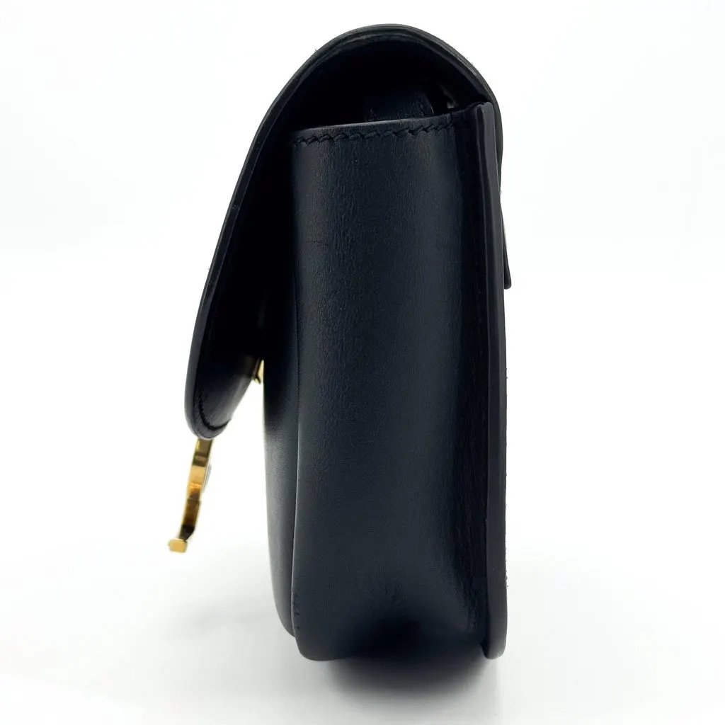 Saint Laurent Kaia Mini Leather Crossbody Bag Black Black Leather Good - Inside View