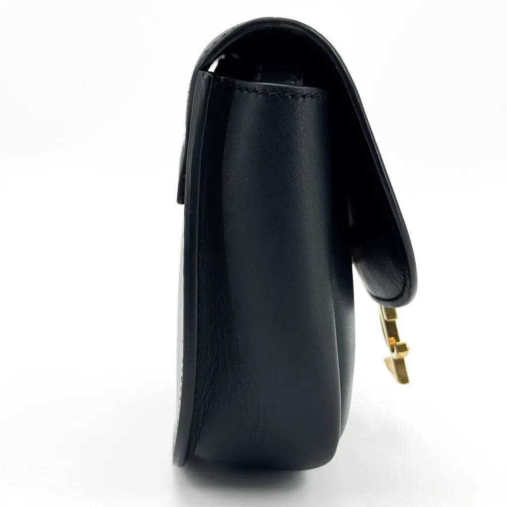 Saint Laurent Kaia Mini Leather Crossbody Bag Black Black Leather Good - Model View