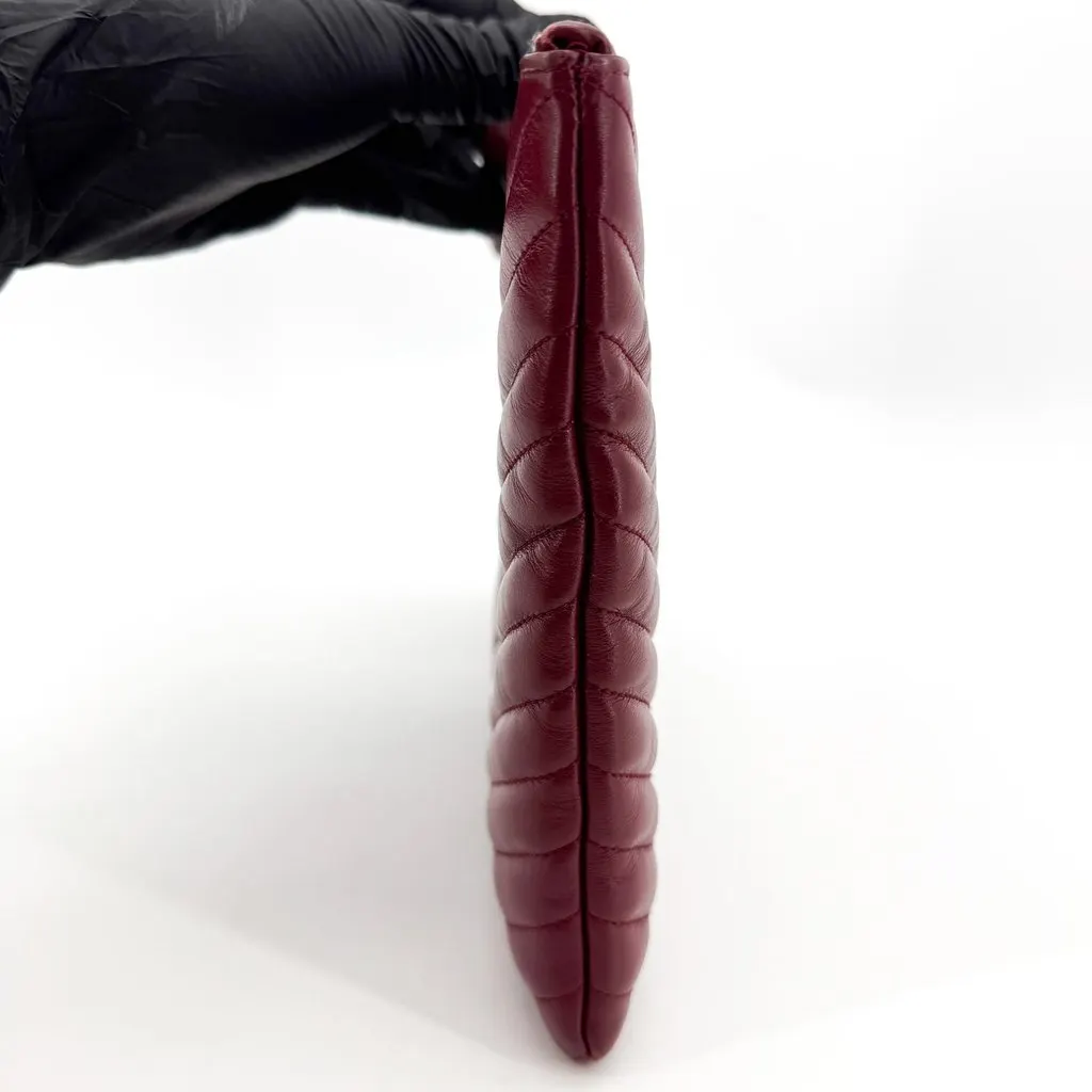 Saint Laurent Cassandre Monogram Quilted Clutch Bag Burgundy Gold Burgundy Leather Good - Box View