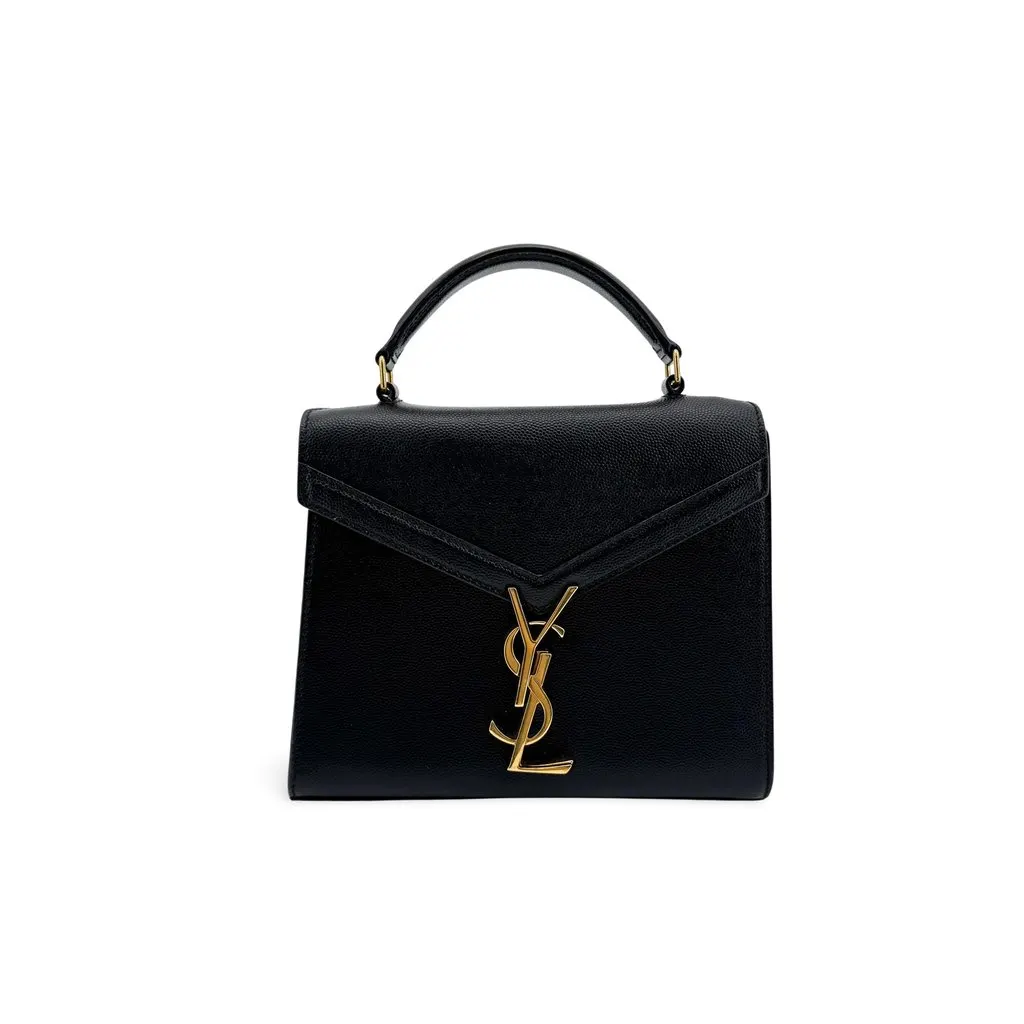 Saint Laurent Mini Cassandra Top Handle Bag Black Gold Black Leather Very good - Front View