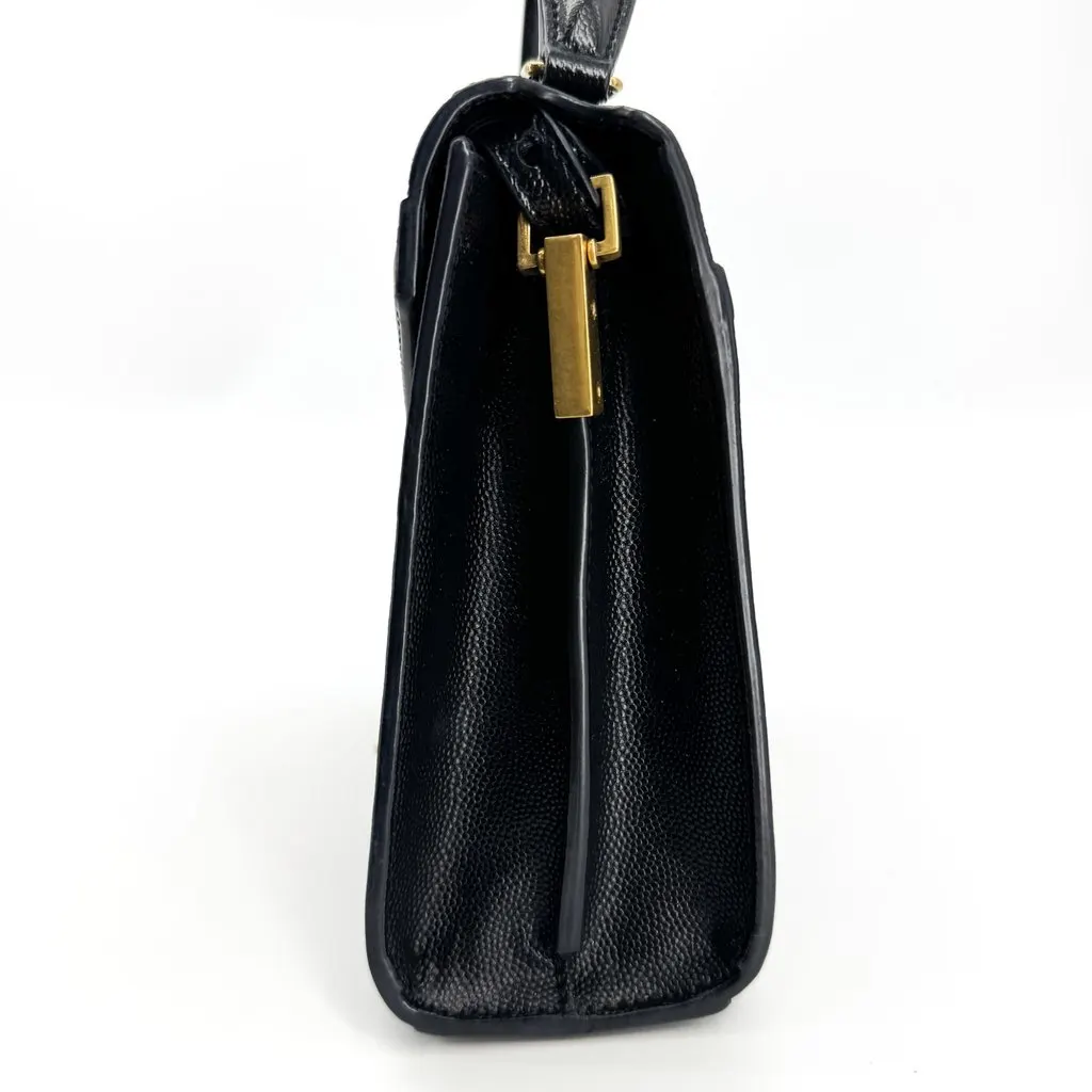Saint Laurent Mini Cassandra Top Handle Bag Black Gold Black Leather Very good - Model View