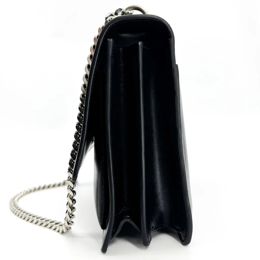 Saint Laurent Medium Sunset Shoulder Bag Black Silver Black Leather Good - Inside View