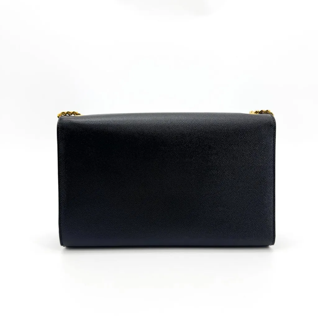 Saint Laurent Cassandre Chain Wallet in Grain de Poudre Embossed Leather Black Gold Black Leather Very good - Inside View