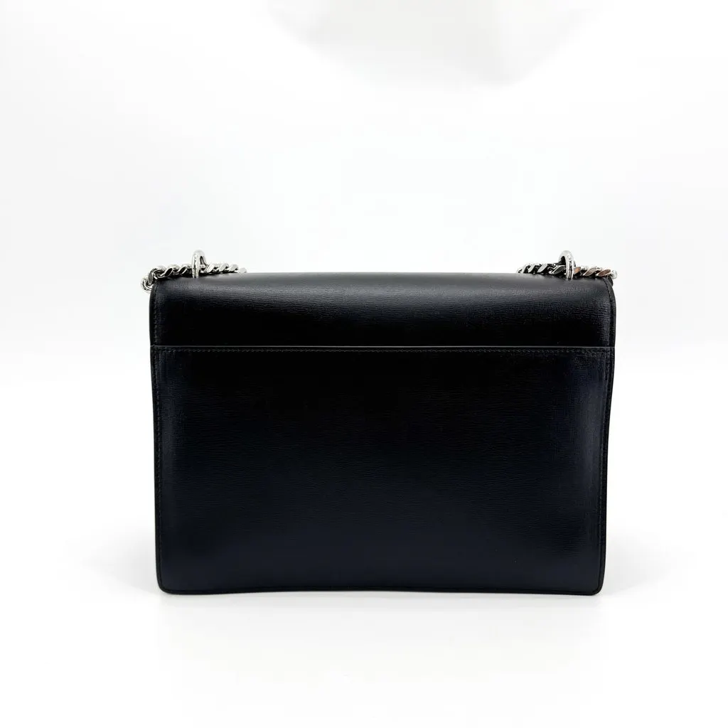 Saint Laurent Medium Sunset Shoulder Bag Black Silver Hardware Black Leather Good - Inside View