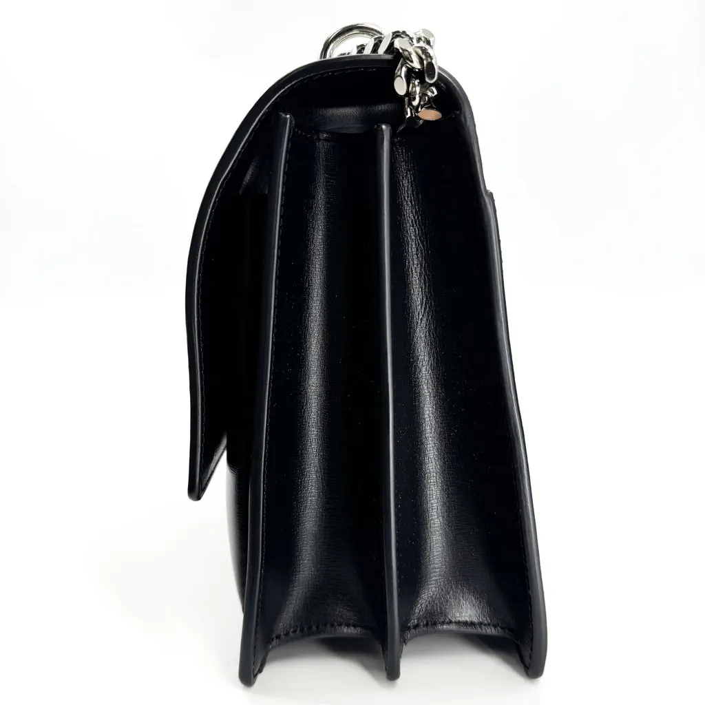 Saint Laurent Medium Sunset Shoulder Bag Black Silver Hardware Black Leather Good - Model View