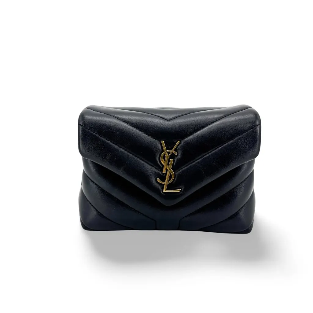 Saint Laurent Toy Loulou Shoulder Bag Black Black Leather Good - Front View