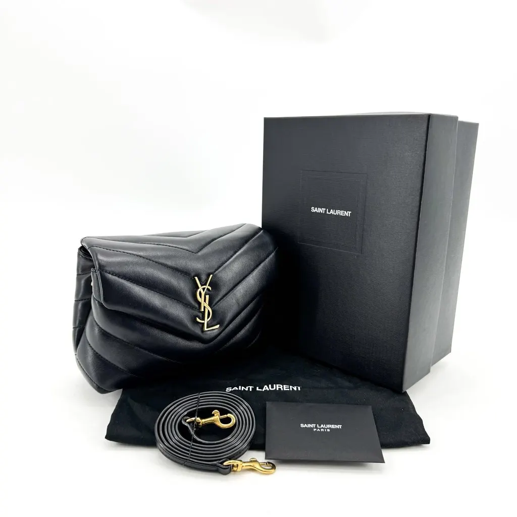 Saint Laurent Toy Loulou Shoulder Bag Black Black Leather Good - Back View