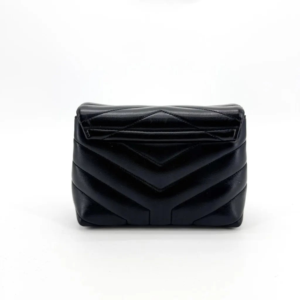 Saint Laurent Toy Loulou Shoulder Bag Black Black Leather Good - Inside View